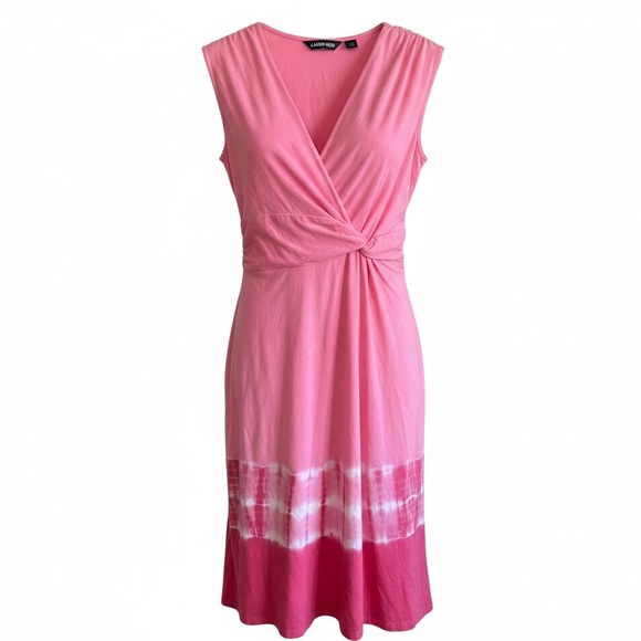 Lands' End Dresses & Skirts - LANDS END - Pink Faux Wrap Tie Dye Sleeveless Dress